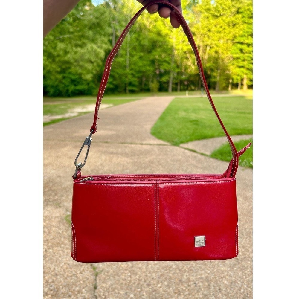 Marithe Francois Girbaud Baguette vintage‎ Bag Small Red Faux Leather Y2K